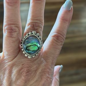 Lagos, 925 sterling silver black abalone ring size 6 3/4